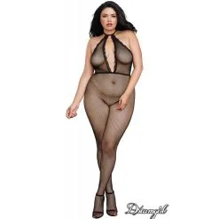 BODYSTOCKING EN FILET AVEC ENCOLURE EN DENTELLE