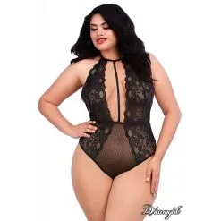 TEDDY À COL HAUT EN DENTELLE-noir -Vibrateurs boutique 11607x black front crop 1