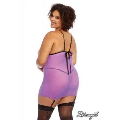 GUÊPIÈRE EN MESH ET DENTELLE & G-STRING