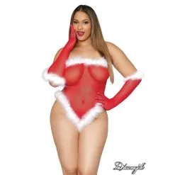 COSTUME DE CHAMBRE SEXY DE NOEL - 2PC - QUEEN -Vibrateurs boutique 12674x lipstick red front wt