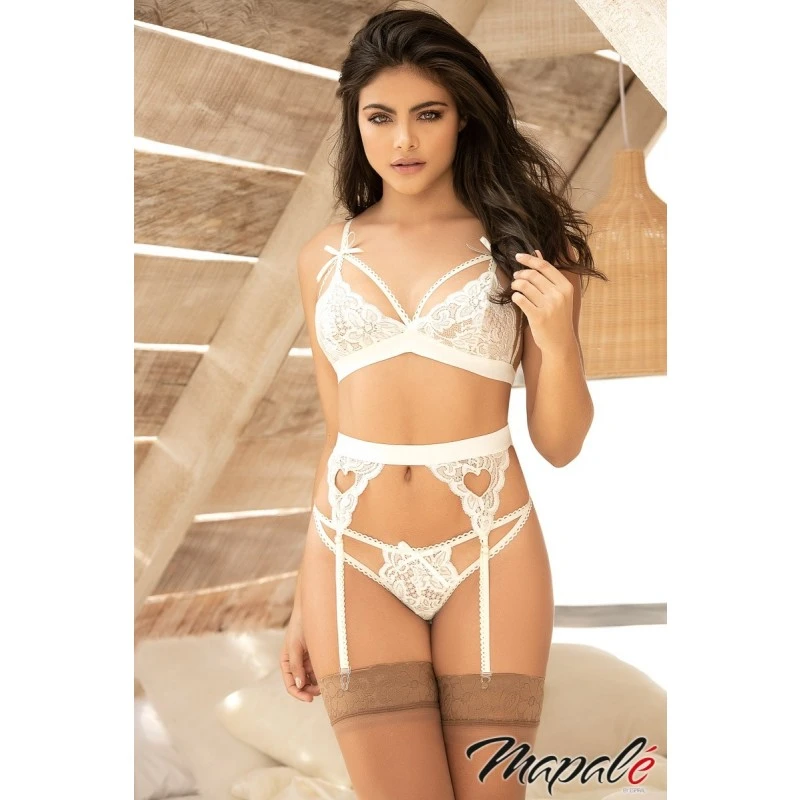 ENSEMBLE 3PC-BRALETTE, THONG ET PORTE-JARRETELLES-IVOIRE 4 ENSEMBLE 3PC-BRALETTE, THONG ET PORTE-JARRETELLES-IVOIRE – Image 2