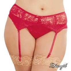 PORTE-JARRETELLE EN DENTELLE- ROUGE -Vibrateurs boutique 8735x red front crop
