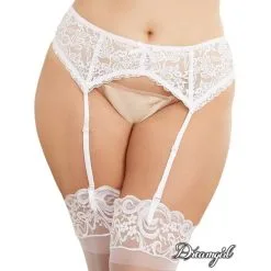 PORTE-JARRETELLE EN DENTELLE- BLANC -Vibrateurs boutique 8735x white front crop 1