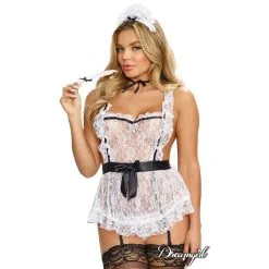 COSTUME DE FEMME DE CHAMBRE -Vibrateurs boutique 9766 white black crop