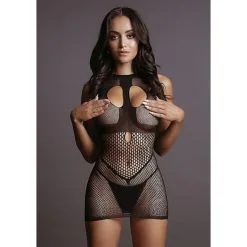 LE DÉSIR - DUO NET OPEN CUP MINI DRESS -Vibrateurs boutique d29