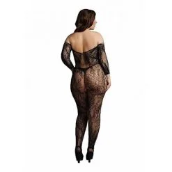 LE DÉSIR - LACE SLEEVED BODYSTOCKING - PLUS SIZE -Vibrateurs boutique des033blkosx