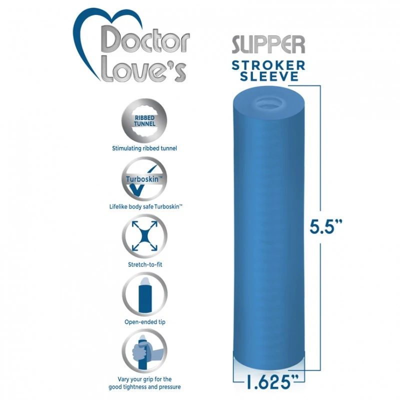 Ribbed - Stroker Sleeve - Blue Transparent 3 Ribbed - Stroker Sleeve - Blue Transparent