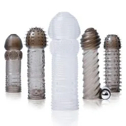 VIBRATING PENIS SLEEVE KIT CLEAR SMOKE -Vibrateurs boutique ev008158 2