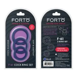 FORTO - ANNEAU D'ERECTION EN SILICONE - F61 - 3 PIÈCES C-RINGS - BLEU