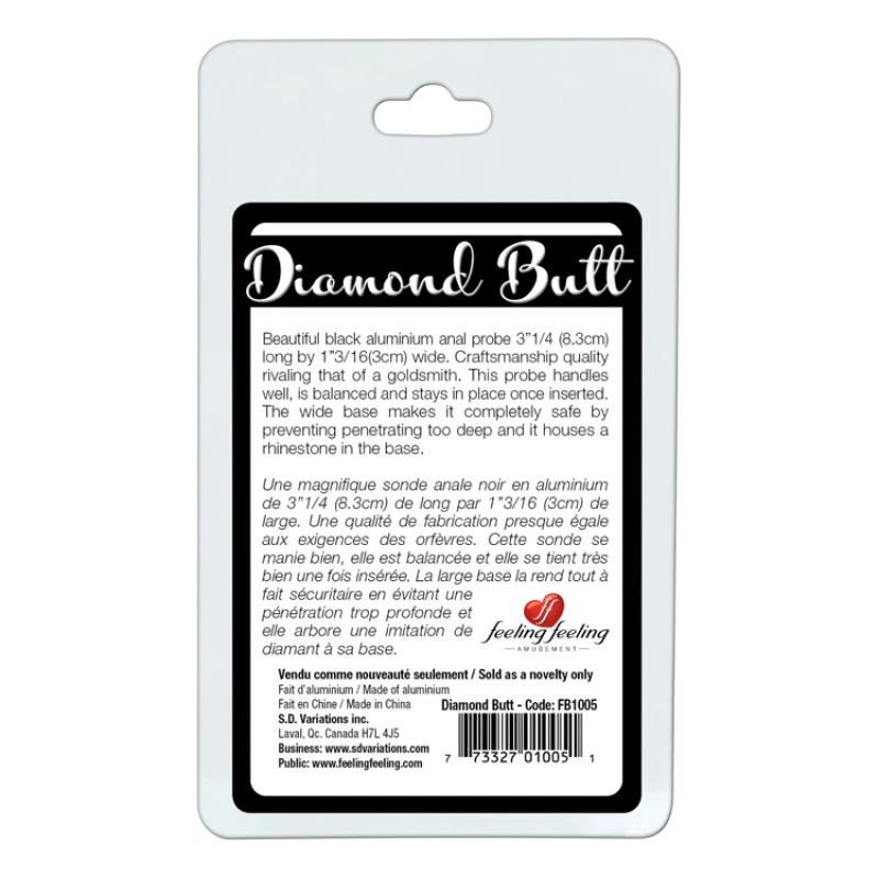 DIAMOND BUTT PLUG ALUMINIUM 83MM X 30MM NOIR 3 DIAMOND BUTT PLUG ALUMINIUM 83MM X 30MM NOIR