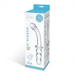 GLÄS - 8" RIBBED G-SPOT GLASS DILDO
