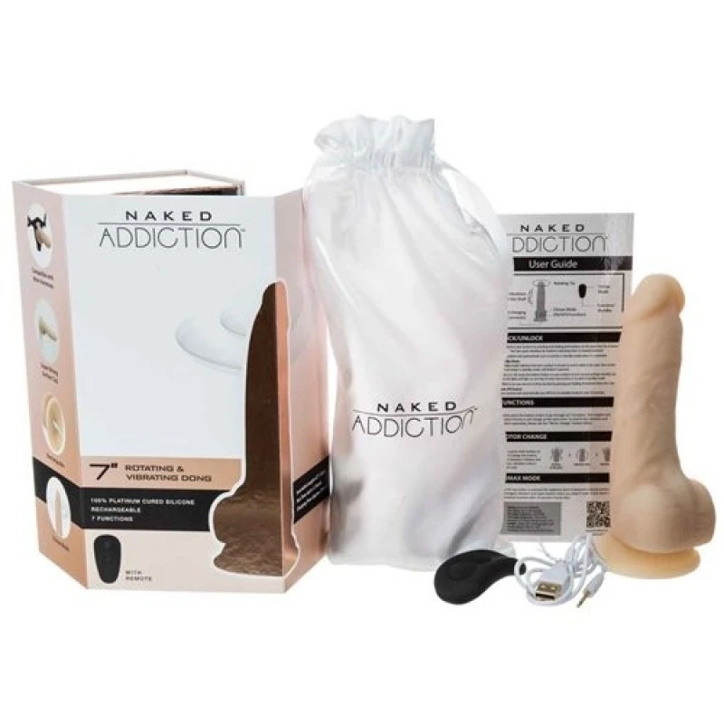 NAKED ADDICTION - 7'' ROTATING & VIBRATION DILDO WITH REMOTE CONTROL - VANILLE 4 NAKED ADDICTION - 7'' ROTATING & VIBRATION DILDO WITH REMOTE CONTROL - VANILLE – Image 2