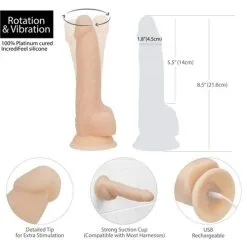 NAKED ADDICTION - 8'' ROTATING AND VIBRATING DONG - VANILLE -Vibrateurs boutique naked addiction 8 rotating vibrating dong 88125 16 features15025908955