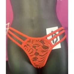 LOUISE-ANDRÉE DESIGNER - STRING À 3 CORDES -Vibrateurs boutique orange dentelle
