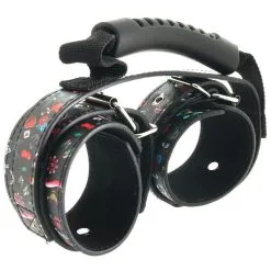 OUCH! PRINTED HANDCUFFS WITH HANDLE - OLD SCHOOL TATTOO -Vibrateurs boutique ou4450