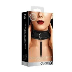 OUCH - COLLIER AJUSTABLE EN VELOURS ET VELCRO AVEC UNE LAISSE