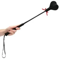 OUCH! CROP BLACK HEART WITH RED LACE