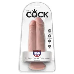 King Cock 7" Two Cocks One Hole - Flesh -Vibrateurs boutique pd5550 21 2
