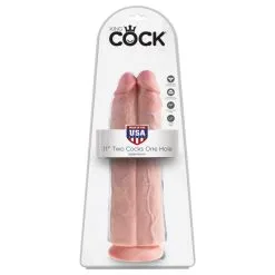 King Cock 11" Two Cocks One Hole - Flesh -Vibrateurs boutique pd5552 21 2