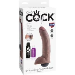 KING COCK 9" SQUIRTING COCK W/ BALLS BROWN -Vibrateurs boutique pd5603 29 01