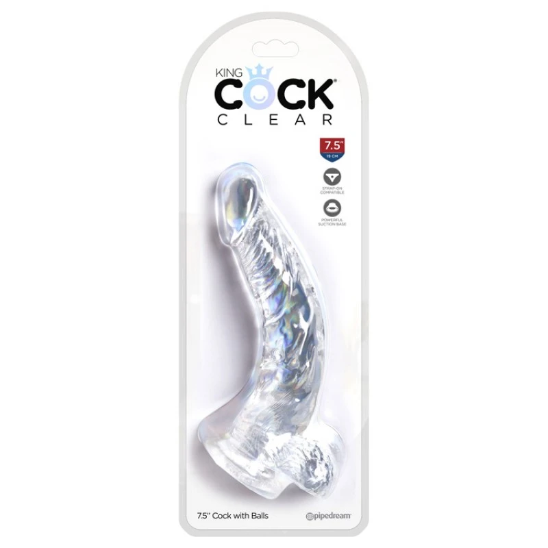 King Cock Clear 7.5" Cock With Balls 6 King Cock Clear 7.5" Cock With Balls â Image 4