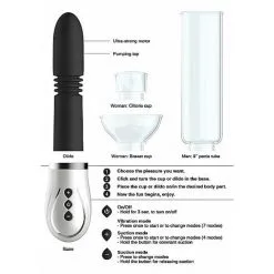 PUMPED - THUSTER - 4 IN 1 RECHARGEABLE COUPLES PUMP KIT - NOIR -Vibrateurs boutique pmp031blk 4
