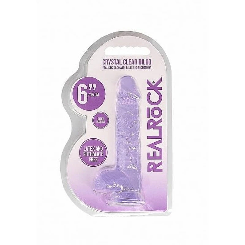REALROCK - 6'' REALISTIC DILDO WITH BALLS - MAUVE 4 REALROCK - 6'' REALISTIC DILDO WITH BALLS - MAUVE – Image 2