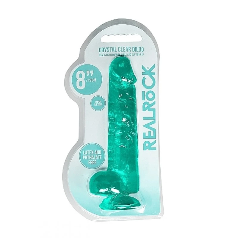 REALROCK - 8 '' REALISTIC DILDO WITH BALLS - TURQUOISE 3 REALROCK - 8 '' REALISTIC DILDO WITH BALLS - TURQUOISE
