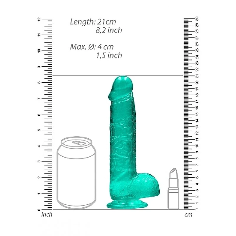 REALROCK - 8 '' REALISTIC DILDO WITH BALLS - TURQUOISE 5 REALROCK - 8 '' REALISTIC DILDO WITH BALLS - TURQUOISE – Image 3