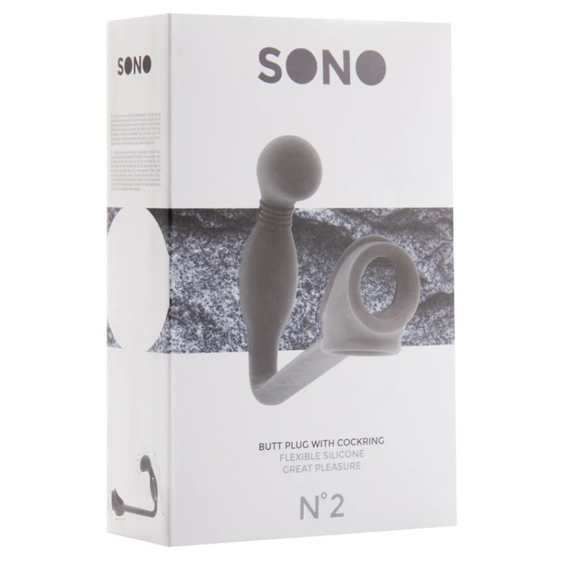 N02 BUTT PLUG WITH COCKRING GREY SONO 4 N02 BUTT PLUG WITH COCKRING GREY SONO – Image 2